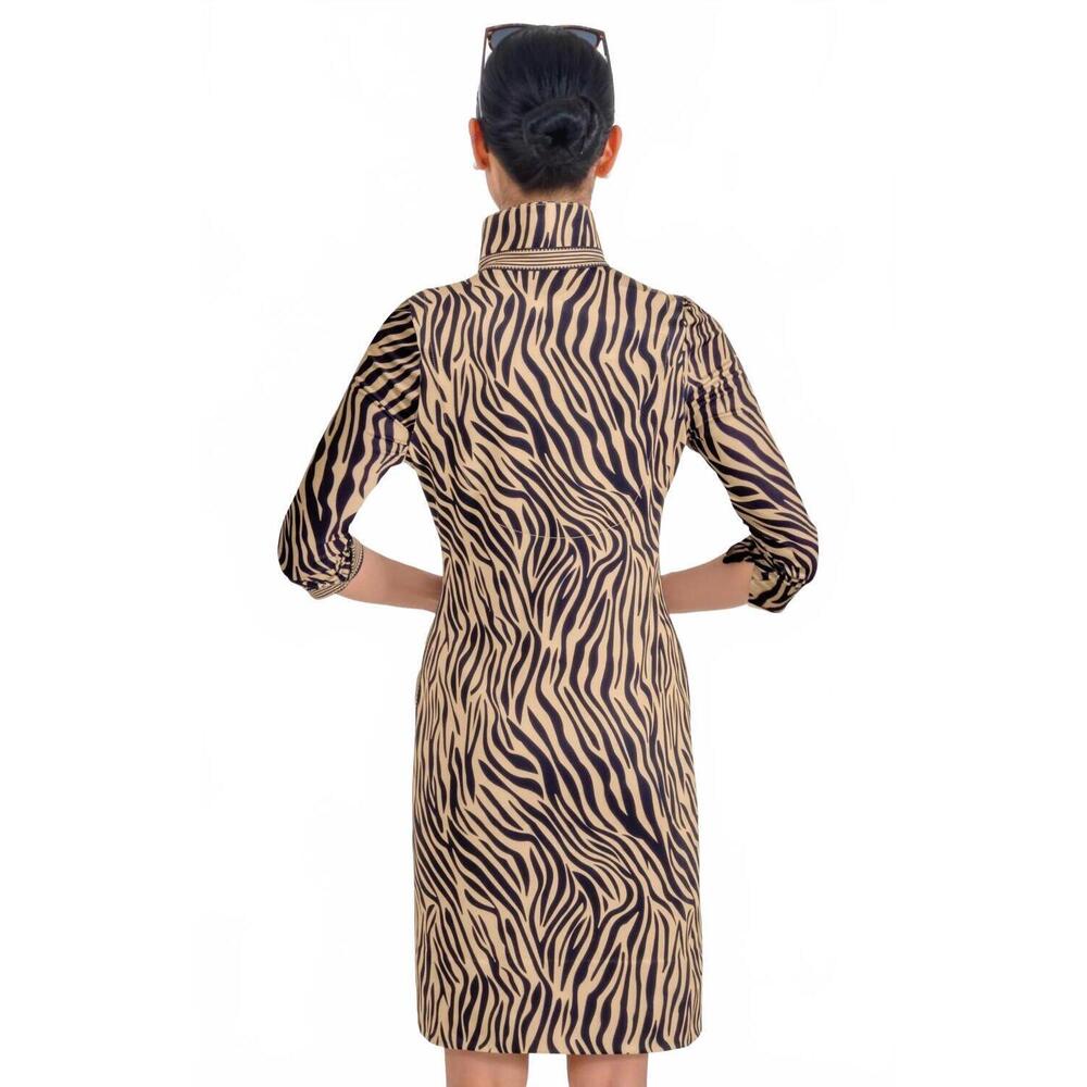 NEW GRETCHEN SCOTT animal instinct everywhere mini dress in zebra khaki - Picture 4 of 6